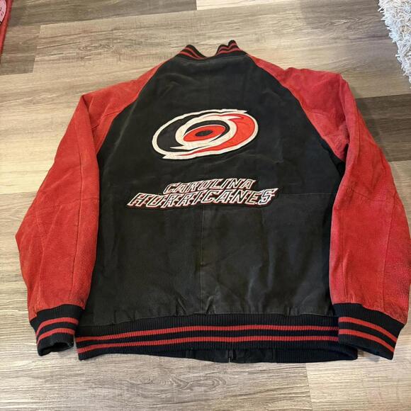 Vintage Carolina hurricanes suede leather jacket 90s L - Picture 4 of 8